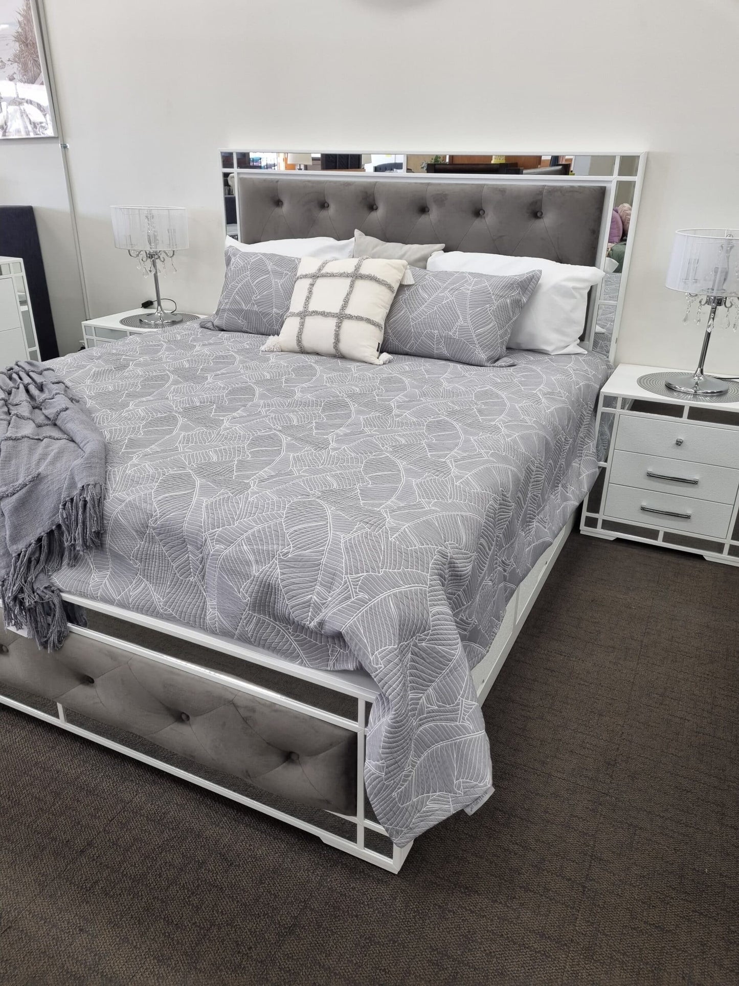 Monaco White/Grey Bed Frame