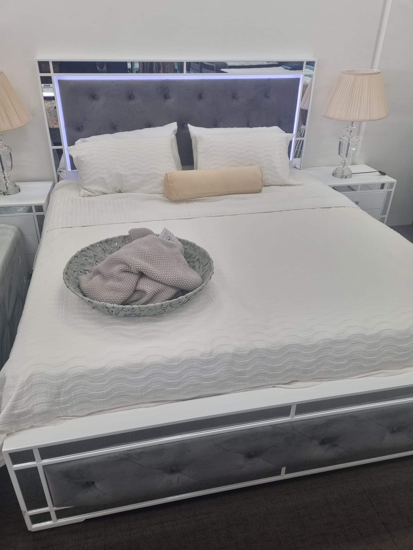 Monaco White/Grey Bed Frame