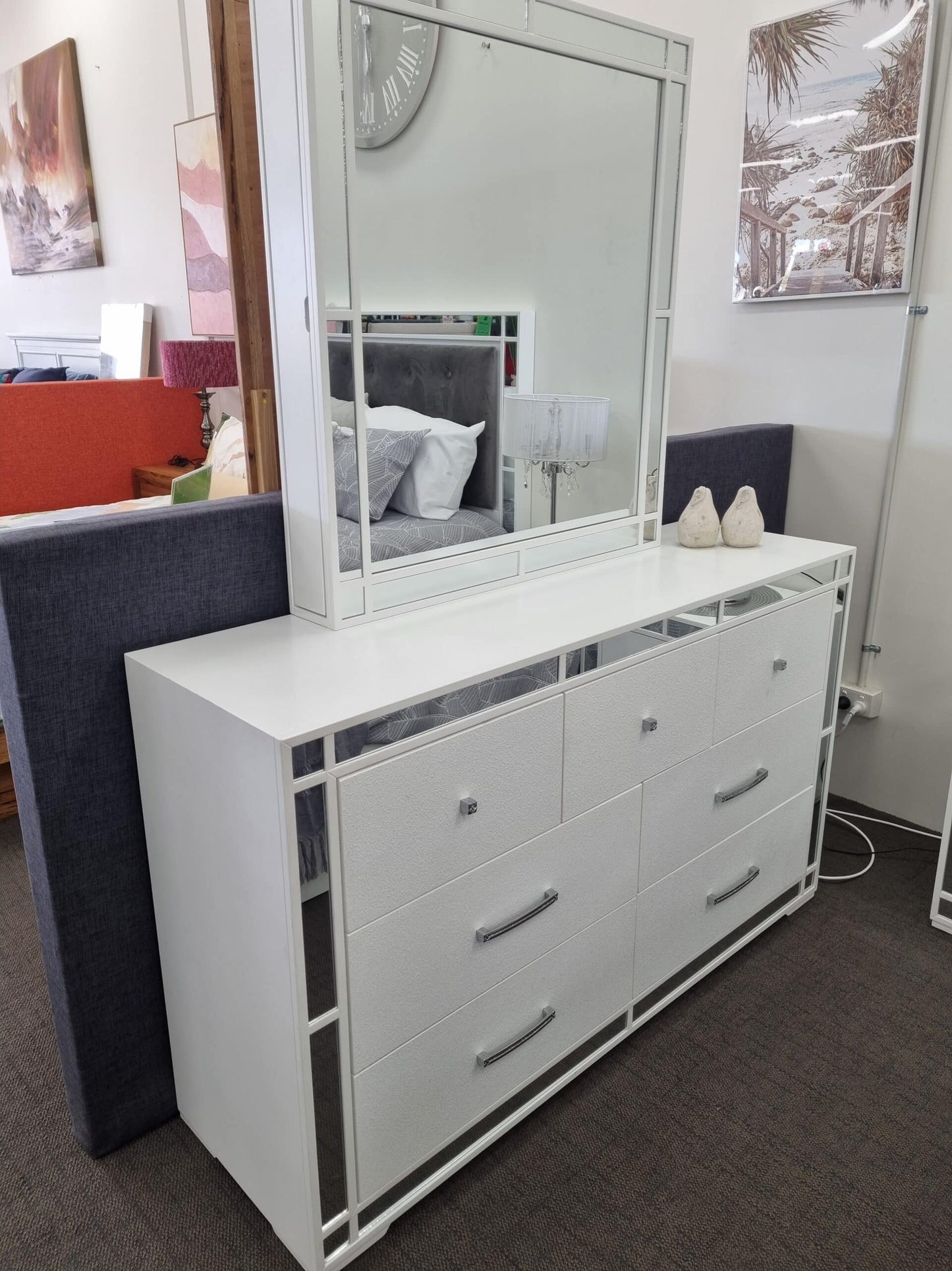Monaco White/Grey Bed Frame