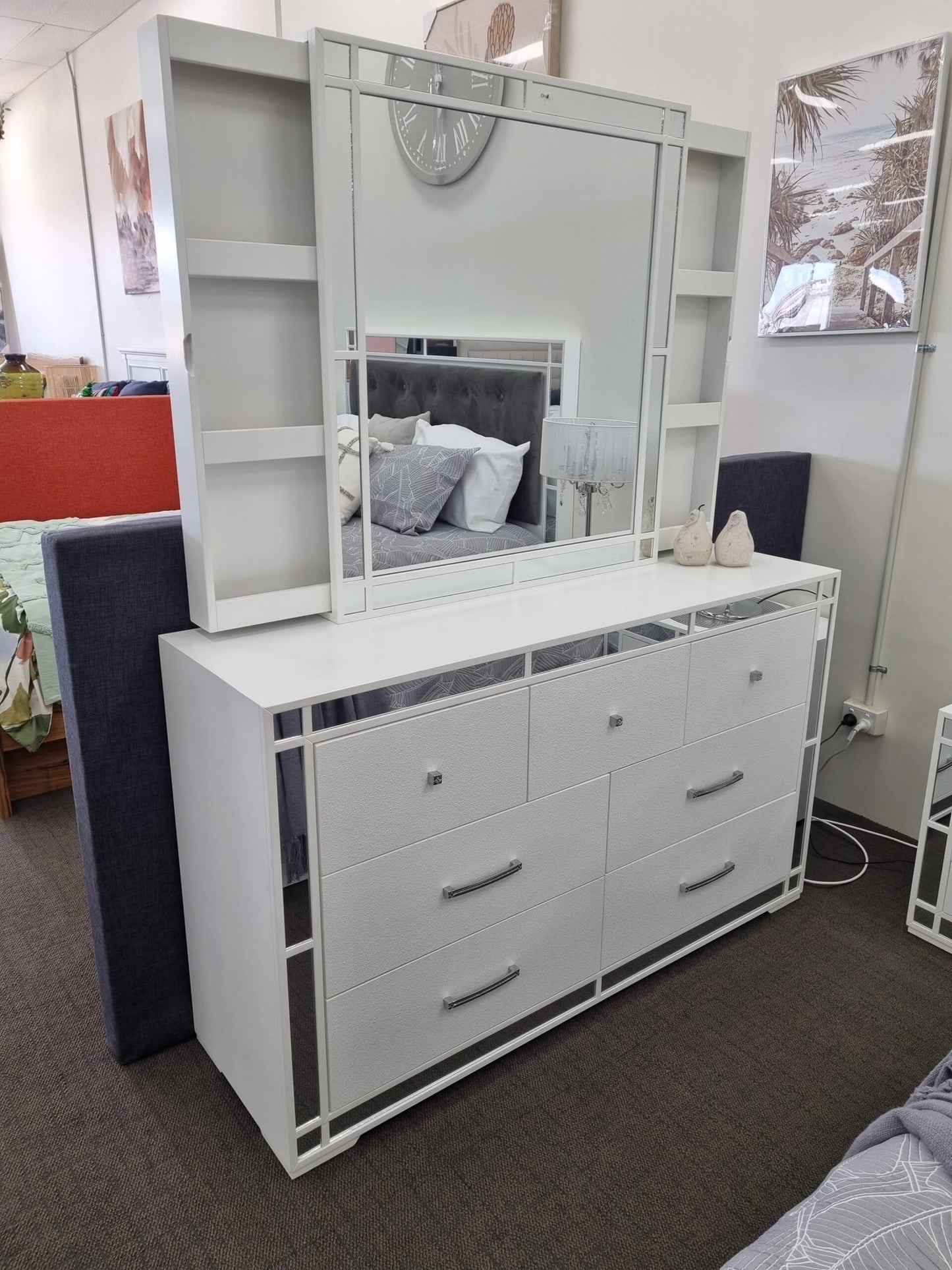 Monaco White/Grey Bed Frame