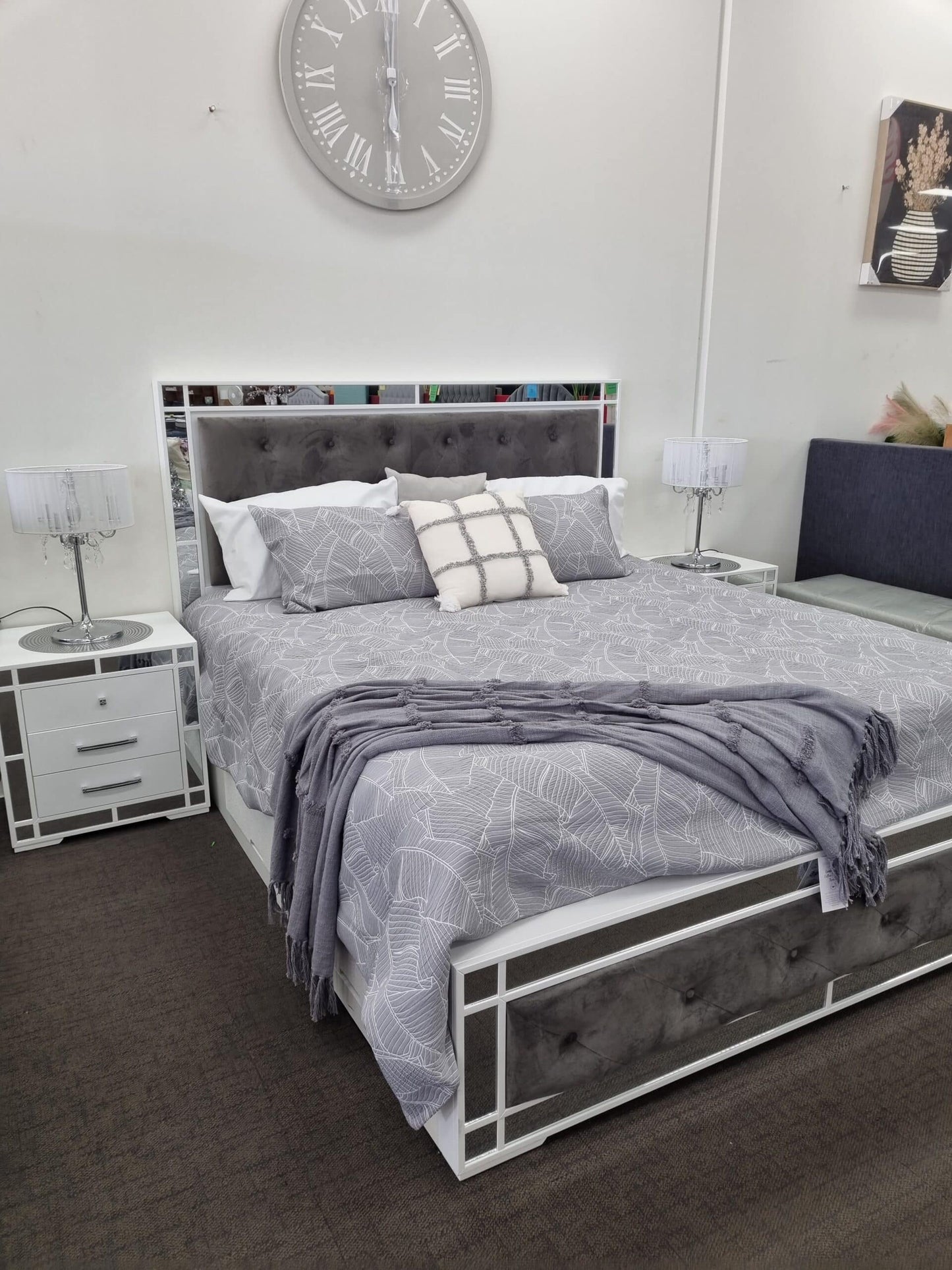 Monaco White/Grey Bed Frame