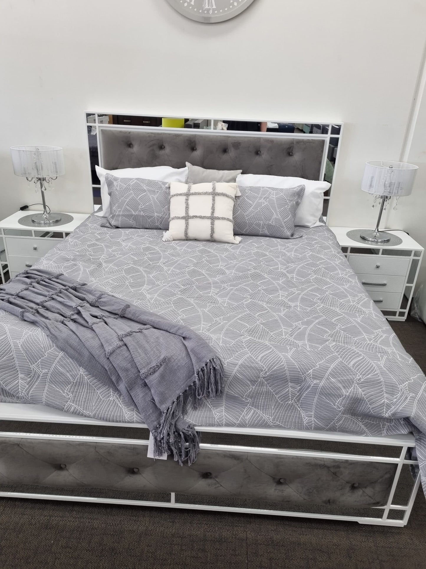 Monaco White/Grey Bed Frame